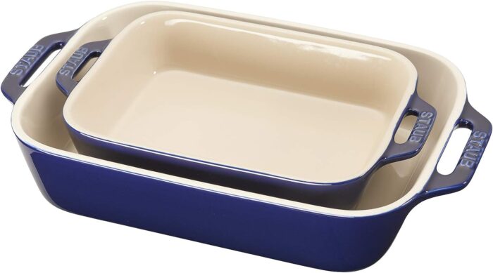 STAUB Ceramics Rectangular Baking Dish Set Dark Blue 2 count pack of 1